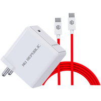 Nu Republic Sprint All In One 30W 6A Fast Charging Adaptor - With Type C To Type C Cable, Supports All Fast Charging Technologies, White, 1 pc