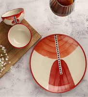 Impressions 3 Pcs Cream & Orange Ceramic Dinnerware Set