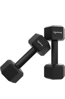 Limited-time deal: Lifelong PVC Hex Fixed Dumbbells Pack of 2 (2kg*2) Black Color for Home Gym Equipment Fitness Barbell|Gym Exercise|Home Workout, Gym Dumbbells|Dumbbells Weights for Men & Women (6 Months Warranty) 