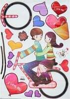 Amazon Brand - Solimo Wall Sticker for Bedroom (Love Cycle Together), Ideal Size on Wall: 100 x 80 cm PVC Vinyl, Self-Adhesive 