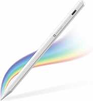 Portronics Glide Stylus Pencil for iPad Tablets with Angle Tilt Sensitivity, Palm Rejection, Attaches Magnetically, Battery LED Indicator, Type-C Charging, Stylus Pen for iPads (White)