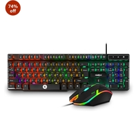 FRONTECH Wired Gaming Combo Keyboard and Optical Mouse with RGB Backlight Effects| 104 Membrane Keys | USB Plug & Play | Ergonomic & Comfortable Design (KB-0040, Black