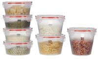 Amazon Brand - Solimo Plastic Kitchen Storage Container Set, 7-Pieces, Transparent