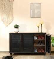 Almo 3 Door Shoe Cabinet in Cappuccino Finish