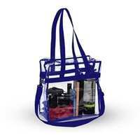 BigPlayer Clear Stadium Tote Bag; Stadium Approved with Handles and Zipper; 12”x12”x6” Size; Blue 