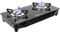 Lifelong Black Toughened Glass Top 2 Burner Gas stove
