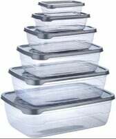 Dialust Rectangular Plastic Food Storage Container with Air Tight 6 Pcs