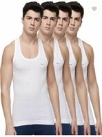 Dollar  Pack of 4 Dollar Lehar Combed Cotton Men's White Vest Men Vest
