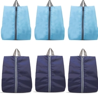 Ashtron Shoe Storage Organizer Bags Set, Water-Resistant Nylon Fabric with Sturdy Zipper for Traveling (6 Pack)