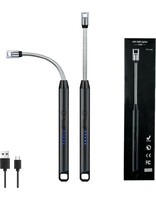  PRIMESKY® Electric Lighter for Candles Rechargeable Stainless Steel Gas Lighter/Plasma Lighter Flameless Windproof USB Lighter 360 Deg Flexible Neck Arc LighterFor Kitchen,Barbecue,Gas Stove 