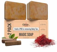 Ghar Soaps Sandalwood & Saffron Magic Soaps For Bath (100 Gms Pack Of 2) | Paraben Free | Chandan & Kesar Bath Soap | Handmade Soaps For Glowing | Skin Brightening Soap For Men & Women