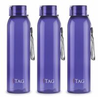 CELLO My Tag PET Water Bottle | 100% food grade | Leak proof and Break proof | Set of 3-1000ml | Violet