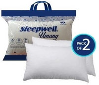 Sleep Yoga Polyester Fibre Solid Sleeping Pillow Pack of 2  (White)