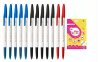 Reynolds 045 Ball Point Smooth Writing Pen With Glue Drops Ball Pen  (Pack of 12, Ink Color - Blue, Black, Red)