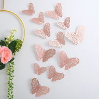AMFIN® (Pack of 12) Butterfly Decoration Items- Rosegold