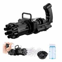 Toy Cloud 8 Hole Automatic Bubble Maker With Bubble Solution For Toddlers, Battery Operated Gatling Bubble Machine Gun Toy, Outdoor & Indoor Toys For Kids, Bubble Machine For Fun Activity - Multicolour, 1 pc Box