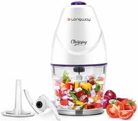 Longway Choppy 400 Watts Electric Vegetable Chopper with Stainless Steel Blades | Chopper, Cutter, Mince, Dice, Whisk Blend | 1 Year Warranty (800 ml, Purple)