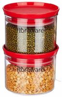 Floraware Plastic Storage Jar and Container Set I Air Tight & BPA Free Containers For Kitchen Storage Set I Grocery Kitchen Container Set I Multipurpose Jar, 600 Ml Each, Set 2, Red