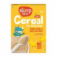 Slurrp Farm No Added Sugar Instant Cereal | Ragi, Rice and Mango with Milk | No Preservatives No Salt 