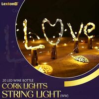 Lexton Decorative Wine Bottle Cork Light | 20 LED, Battery Powered, 2 Meter Long, IP65 Protection |Copper Light Suitable for Home Decor, Outdoor Decorations, Diwali (Pack of 12, Warm White)