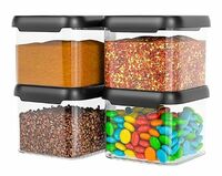 TEX-RO Plastic Kitchen Storage Box Set | Storage & Container for Kitchen Organization | Multi-Purpose Containers Set for Kitchen Storage (500 Ml Pack Of 4) - Plastic, Black