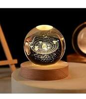 UPRONex21 3D Galaxy Crystal Ball Night Light | Dimmable Engraved LED Glass Ball Table Lamp with USB and Wooden Base for Home Decor, Office, Birthday Gift & Kids Bedroom (Saturn)