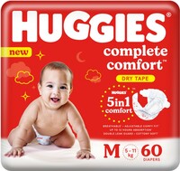 (Free Delivery) Huggies Dry Tape - Up to 2x faster Absorption - Up to 12 Hours Overnigbt Absorption| - M (60 Pieces)