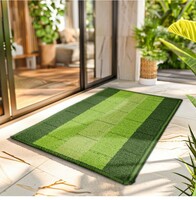 Limited-time deal: Status Contract Anti Slip Front Door Mat|(38x58cm) Living Room Rug for Entrance Door|Polypropylene Floor Mat for Home|Essential Small Rug for Office, Bedroom & Kitchen| (Green), Rectangular 