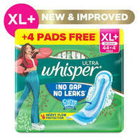 Whisper Ultra Hygiene and Comfort Sanitary Napkins with Soft Wings (XL+) - Pack of 44+4 Pads