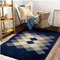 BSB HOME Designer Superfine Chenille Carpet | 500 GSM Velvet Carpet/Area Rug/Durries with Fine Gold Yarn for Living Room, Bedroom, Runner| 122 x 183 cm or 4x6 ft, Blue
