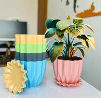 Eightiz Crystal Look Plastic Flower Pots with Tray for Home & Decoration Planters, Terrace Apply ₹150 coupon