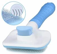 Foodie Puppies Grooming & Cleaning Thin Slicker Brush for Dogs & Cats | Self Clean Brush for Shedding | Gently Removes Loose Undercoat, Mats and Tangled (Rectangular, Medium) (Color May Vary)