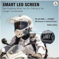 EDYELL A1 Fm Radio Motorcycle Over Ear Bluetooth Headsets,Smart Led Display Helmet Bluetooth,Hd Calling And Hifi Music,Ip67 Waterproof Helmet Headset,Compatible With All Helmets