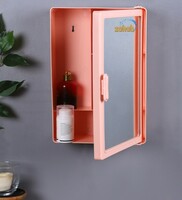 Zahab Bathroom Mirror Box Wall Cabinet with 4 Shelf 10x14 inch   (Number of Shelves - 4, Pink)