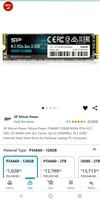 Lowest Ever, SP Silicon Power P34A60 128GB NVMe PCIe M.2 SSD, 3D NAND with SLC Cache, Up to 2200MB/s, M.2 2280 Internal Solid State Drive for Desktop Laptop PC Computer , 5 years warranty, Official seller/Store 