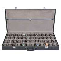 LEDO Men's and Women's Watch Box Holder Organizer Case In 48 Slots of watches In PU Leather with Royal Black & Gray Color