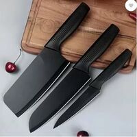 YELONA 3 Pc Stainless Steel Knife Set High Carbon SS Ultra Sharp Butcher, Meat, Pairing, Vegetable Knife for Kitchen