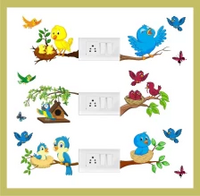 Add3 : Heaven Decors 20 cm Colorful Birds On Tree Branch Decorative & ( Rangoli Floral & Botanical ) Combo Self Adhesive Sticker  (Pack of 1)