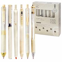 FunBlast Gel Pens for Writing, 5 Pcs Gel Pen & 1 Pcs Highlighter Pen, with Comfortable Grip for Smooth Writing, Kawaii Pens, Stationery for School & Office, Birthday Return Gift, Blue Ink (Cream)