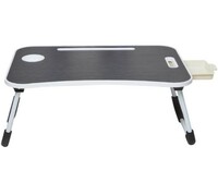 Amazon Basics Foldable Laptop Table with Cup Holder, Tablet Groove and Mini Drawer (Black) 