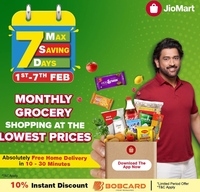JioMart 7 Max Saving Days - Up to 50% OFF + 10% OFF with BOB Bank Cards (1st - 7th Feb.)