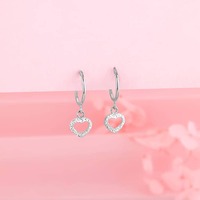 Silver Small Heart Drop Earrings @799