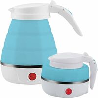 Silencio Travel Folding Electric Kettle, Portable, 600Ml (White, Blue)