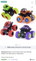 Flipkart - Nexteesh Monster Truck Friction Power Cars With Big Rubber Tires 360* pack of 1 (Multicolor)