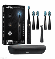 Instamart: Agaro Cosmic Plus Sonic Electric Toothbrush (5 Modes) with 5 Brush Heads - Black & More{Location Specific}