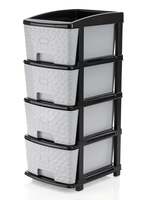 Stewit 4-Xl Drawer Multipurpose Drawer Plastic Modular Chest Of Drawers Storage Organizer | For Home, Office, Parlour, School, Doctors,Kitchen Tool - Stone Grey