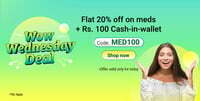 Netmeds Wow Wednesday Deal : Get Flat 20% OFF On Medicines + Rs. 100 NMS Cash (Offer valid only for today)