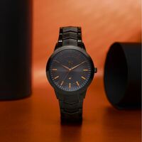 Fastrack Vyb Atlas Quartz Analog Black Dial Black Metal Strap Watch For Guys