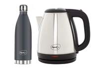 Pigeon 1.5 L Kettle With 1000 ml Aqua Flask (Pack of 2, Black, Steel)
