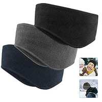  Komake Ear Warmers Headband,3 Pack Earmuff Headband Fleece Earmuffs Running Headband Winter Ear Covers Moisture Wicking Sweatband Ski Sport Headband For Men & Women (Black+Gray+Dark Blue) - Polyester 
